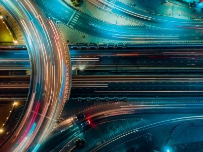 Expressway top view, Road traffic an important infrastructure